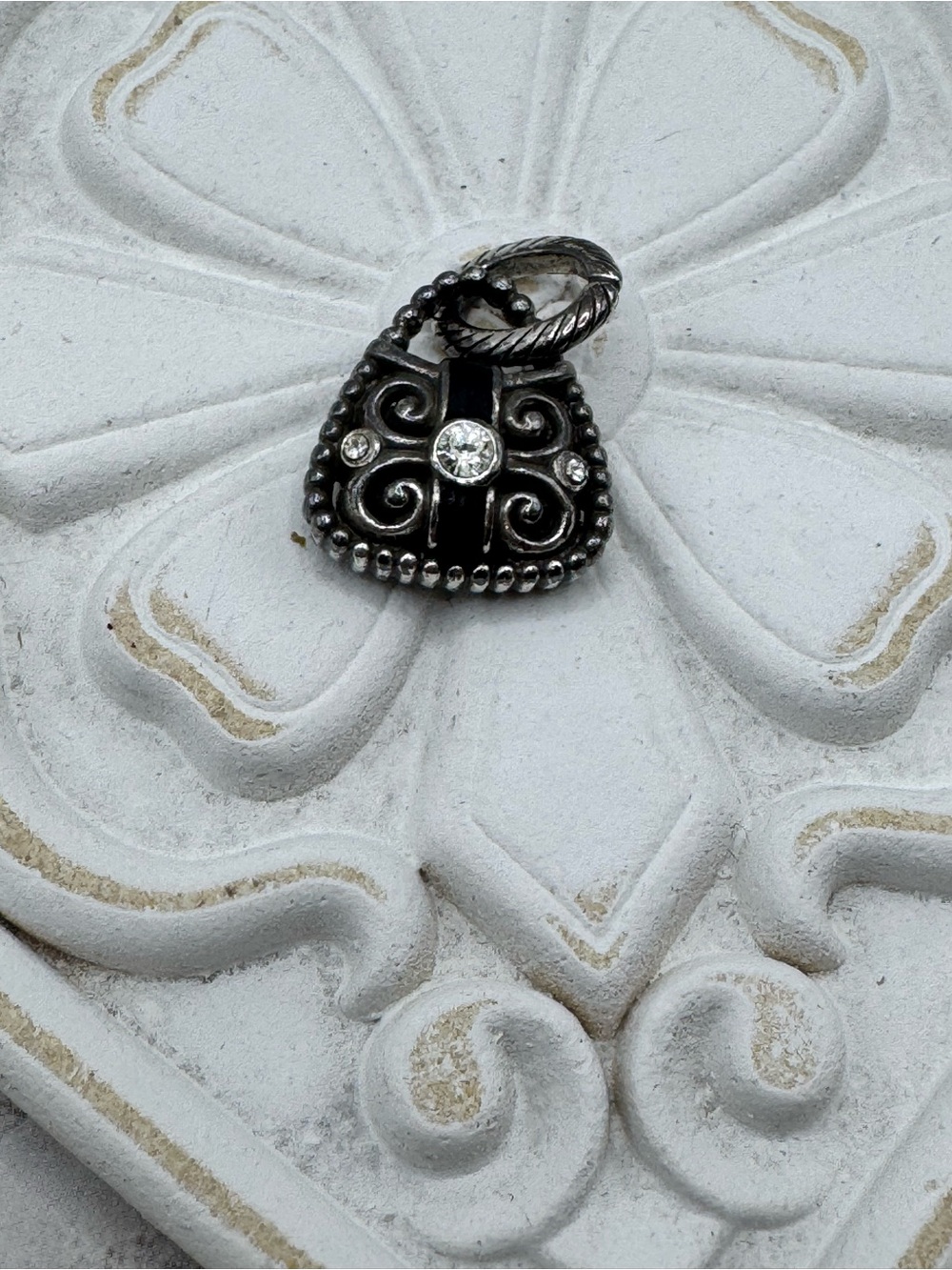 Weekend sale! Brighton Filigree Purse Charm with Crystal Accent- retired